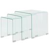 vidaXL Nesting Table Set Set of 3 Clear Tempered safety glass Small