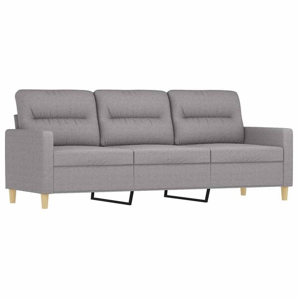 vidaXL 3-Seater Sofa with Pillows&Cushions Light Gray 70.9" Fabric
