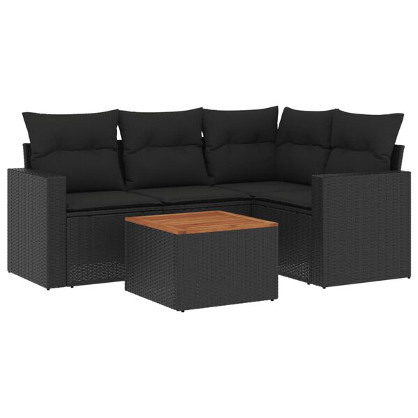 vidaXL Garden Sofa Set Black