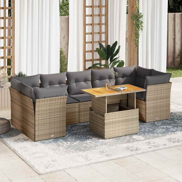 vidaXL Garden Sofa Set Beige, Light grey