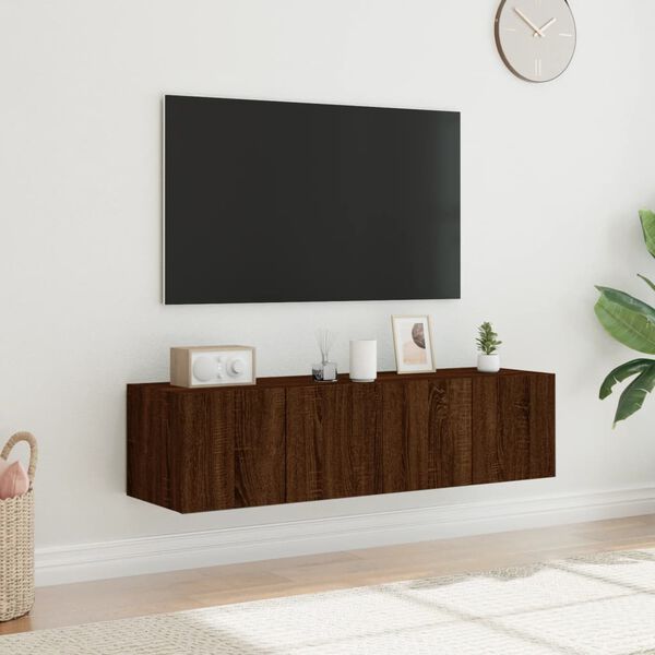 vidaXL TV Wall Cabinet Set of 2 Brown Oak Engineered wood 47.2 in width