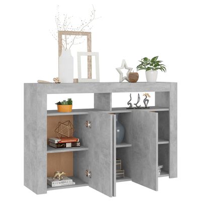 vidaXL Sideboard with LED Lights Concrete Gray 45.5"x11.8"x29.5"