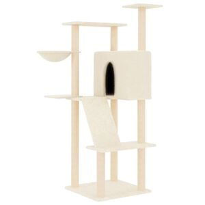 vidaXL Cat Tree Cream Engineered wood, plush, sisal Large Cat Tree