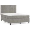 vidaXL Box Spring Bed with Mattress Light Gray 53.9"x74.8" Full Velvet
