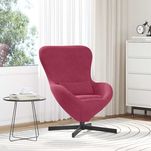 vidaXL Egg Chair Wine Red 24.80 x 28.74 x 35.43 in Velvet