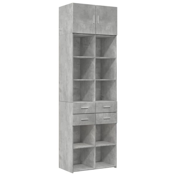 vidaXL Storage Cabinet Concrete grey Engineered wood Tall