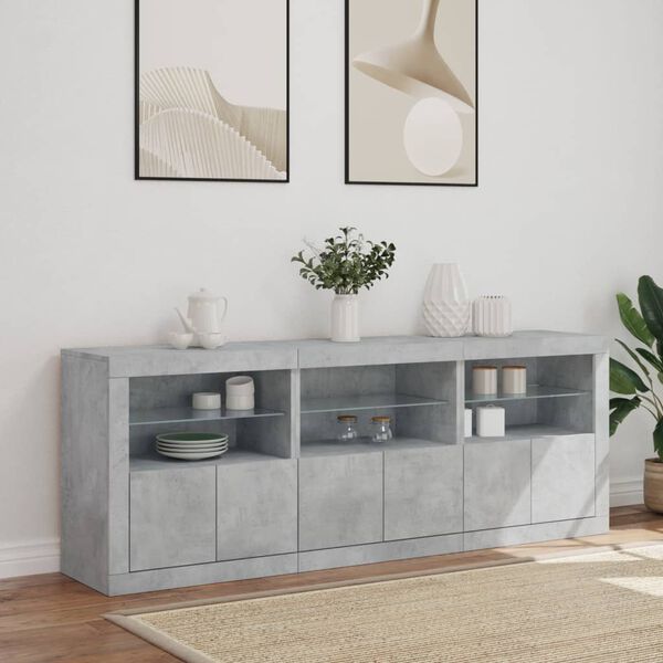 vidaXL Sideboard Concrete grey Engineered wood, glass