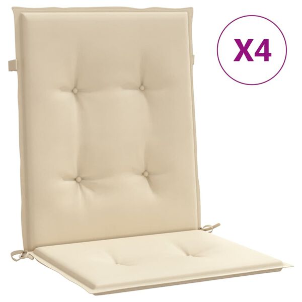 vidaXL Lowback Chair Cushion Set of 4 Beige Oxford fabric (100% polyester)