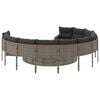 vidaXL Garden Sofa Round Gray PE rattan, powder-coated steel, tempered glass