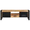 vidaXL TV Cabinet Natural Wood Solid Mango Wood, Powder-Coated Iron Medium