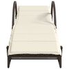 vidaXL Sun Lounger Brown Frame, Cream White Cushions