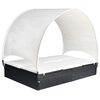 vidaXL Sun Lounger With Canopy Black, Cream White