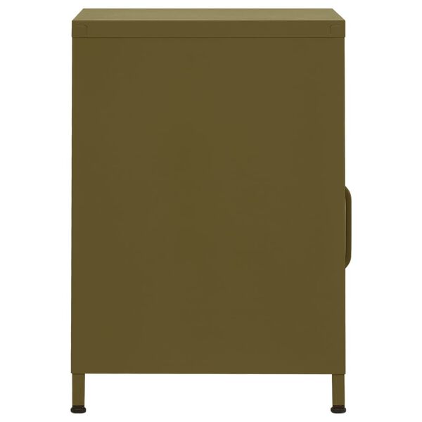 vidaXL Nightstand Set of 2 Olive Green Steel Small Levelers