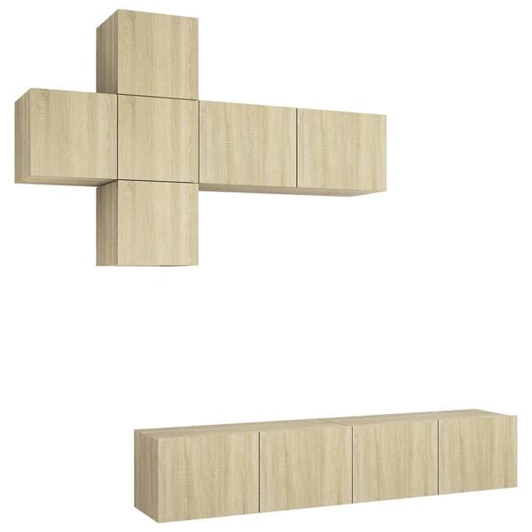 vidaXL 7 Piece TV Stand Set Sonoma Oak Engineered Wood