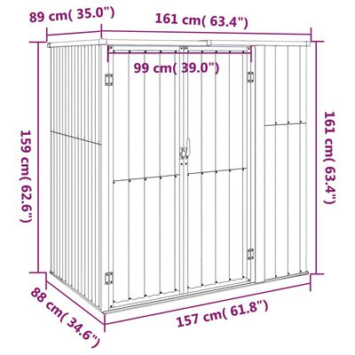 vidaXL Garden Tool Shed Anthracite 63.4"x35"x63.4" Galvanized Steel