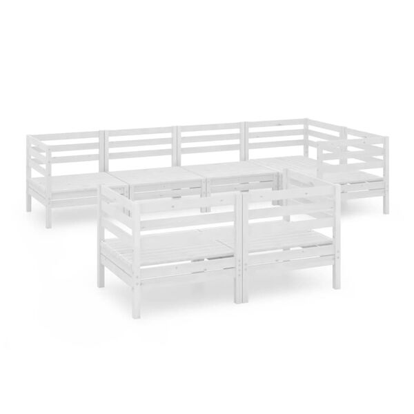 vidaXL 7 Piece Patio Lounge Set Solid Pinewood White