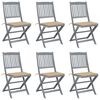 vidaXL Outdoor Chair Set of 6 Grey Solid Acacia wood Standard Foldable