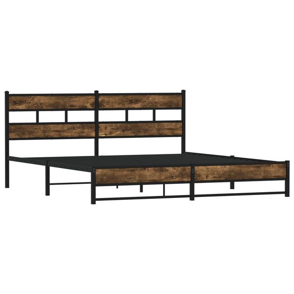 vidaXL Bed Frame Smoked Oak Steel, Engineered wood Full Bed Frame