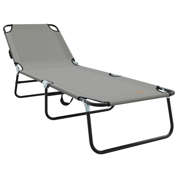 vidaXL Folding Sun Lounger Folding 2 pcs Gray 56 x 189 x 87cm fabric