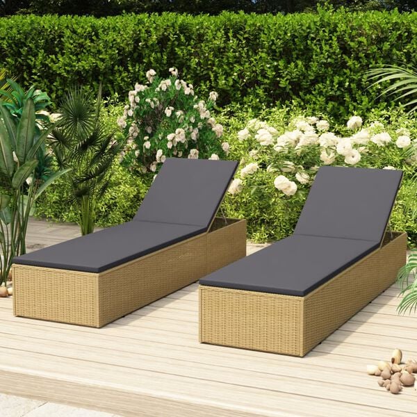 vidaXL Sunlounger Brown and Dark Grey PE rattan Standard Foldable