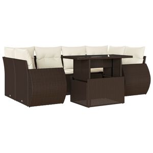 vidaXL Garden Sofa Set Brown, Cream White