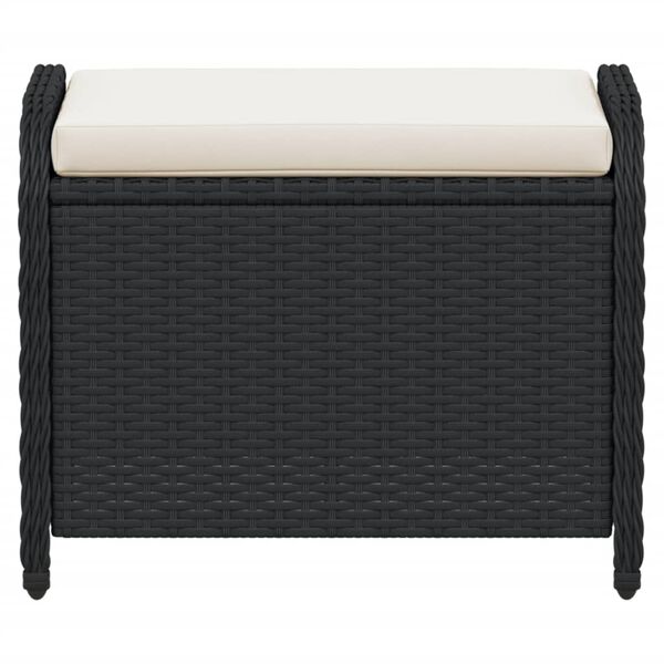 vidaXL Garden Stool Black PE rattan 22.8 x 18.1 x 18.1 in