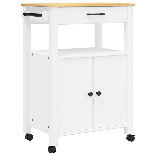 vidaXL Kitchen Trolley MONZA 23.6"x15.7"x34.8" Solid Wood Pine