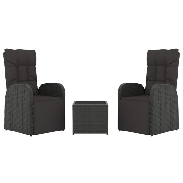 vidaXL Garden Lounge Set Black Poly rattan, Powder-coated steel, Fabric