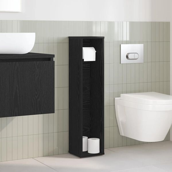 vidaXL Bathroom Cabinet Black Engineered wood Slim Bathroom Cabinet