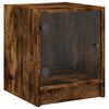 vidaXL Bedside Cabinet Set of 2 Smoked oak Engineered wood, glass Small