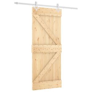 vidaXL Sliding Door with Hardware Set 33.5x82.7" Solid Wood Pine