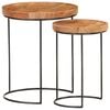 vidaXL Coffee Table Brown and black Solid Acacia wood Small and Medium
