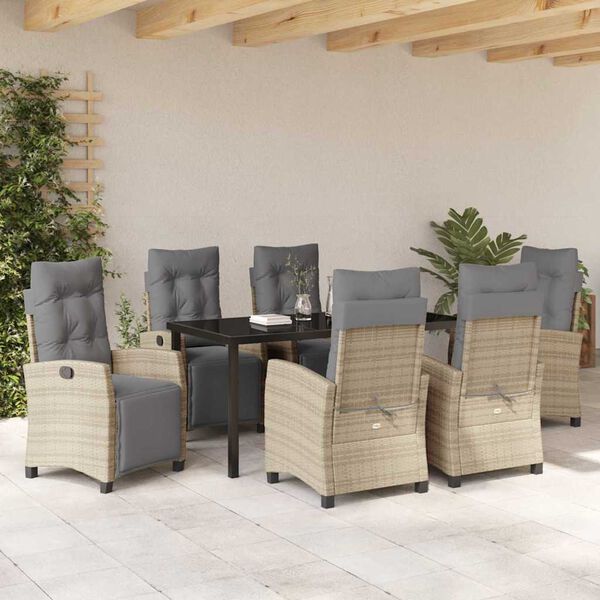 vidaXL Garden Dining Set 7 pcs Beige poly rattan