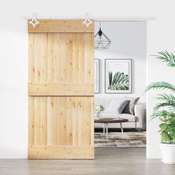 vidaXL Sliding Door with Hardware Set 39.4x82.7" Solid Wood Pine