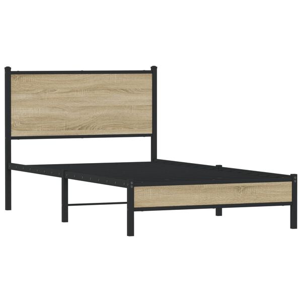 vidaXL Bed Frame Sonoma Oak Steel and engineered wood Twin Bed Frame