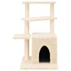 vidaXL Cat Tree Cream Engineered wood, plush, sisal 32.9 in tall Tough