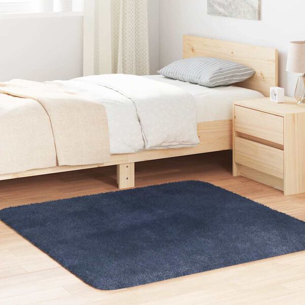 vidaXL Shaggy Rug Navy Polyester 47.2 x 47.2 in Foldable Shaggy Rug