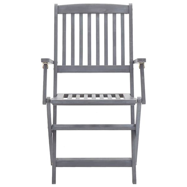 vidaXL Outdoor Chair Set of 6 Gray Solid Acacia wood Standard Foldable