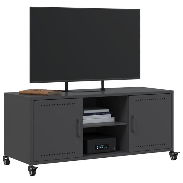 vidaXL TV Cabinet Black Cold-rolled steel Medium Storage TV Cabinet