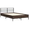 vidaXL Bed Frame Brown oak Engineered wood, metal, plywood Full