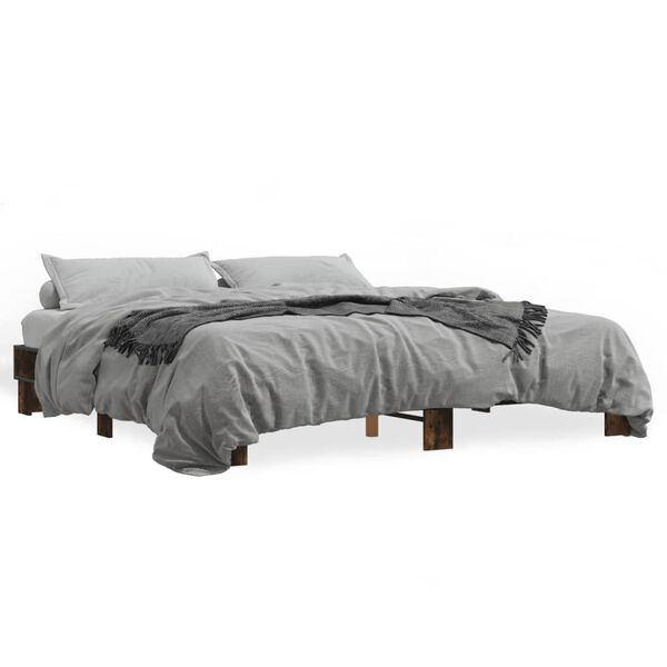 vidaXL Bed Frame Smoked Oak Engineered Wood, Metal, Plywood Super King