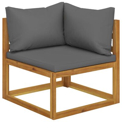 vidaXL 2 Piece Sofa Set with Dark Gray Cushions Solid Acacia Wood