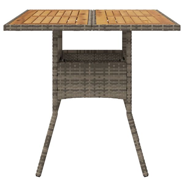 vidaXL Garden Table Grey PE rattan, powder-coated steel, solid acacia wood