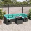 vidaXL 8 Piece Garden Sofa Set with Cushions Black Poly Rattan