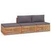 vidaXL 3 Piece Patio Lounge Set with Dark Gray Cushion Solid Teak Wood