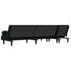 vidaXL L-shaped Sofa Bed Black Velvet (100% polyester), plywood Large