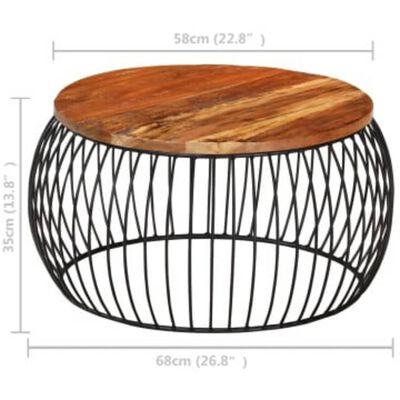 vidaXL Coffee Table Ø26.8" Solid Reclaimed Wood