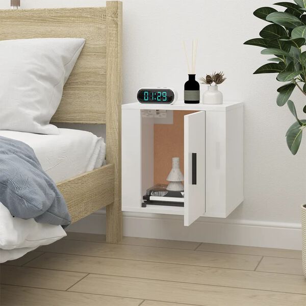 vidaXL Wall Mounted TV Cabinet High gloss white Engineered wood Medium