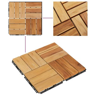vidaXL Decking Tiles 30 pcs 11.8"x11.8" Solid Wood Teak