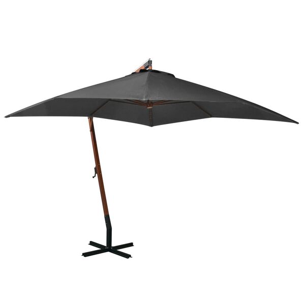 vidaXL Hanging Garden Parasol Anthracite Solid fir wood, bamboo, polyester
